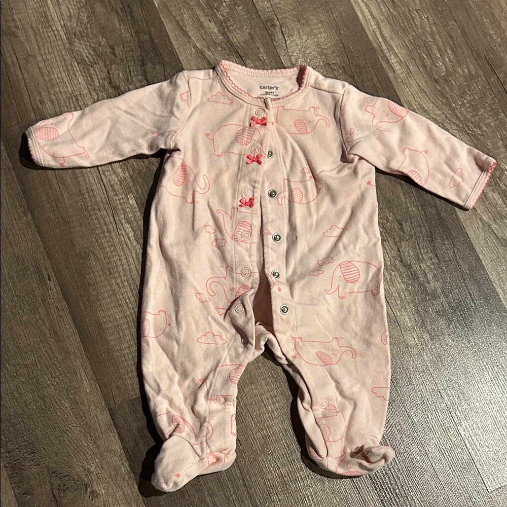 Carter's Light Pink Elephant Footie Pajamas